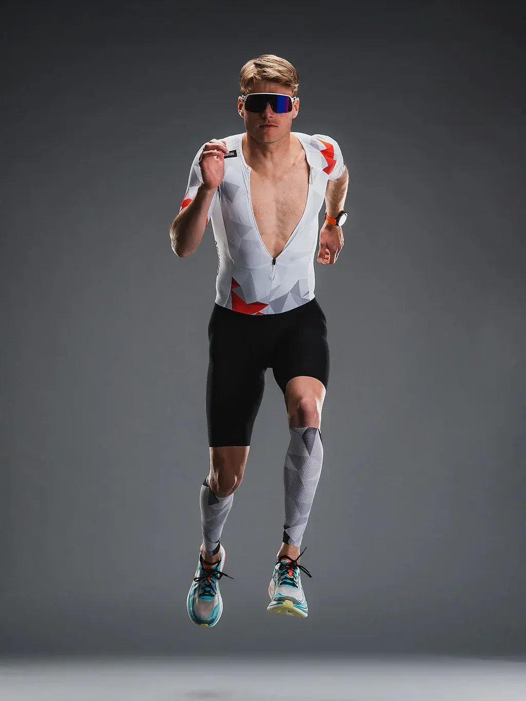 Tempo! PRO Trisuit Triatlon - Unisex |Fusion Beyaz / Kırmızı - L(arge)