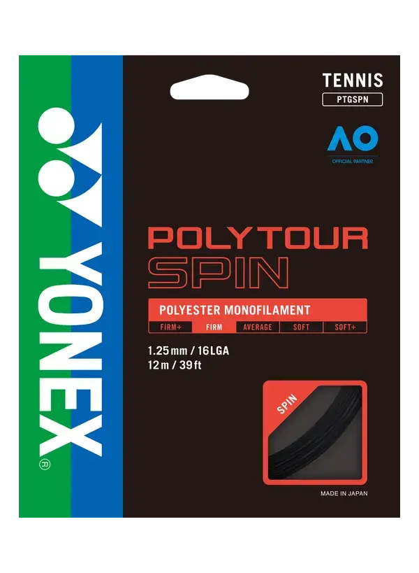 PolyTour Spin 125 Monofilamet 12m Tenis Kordajı - Siyah | Yonex