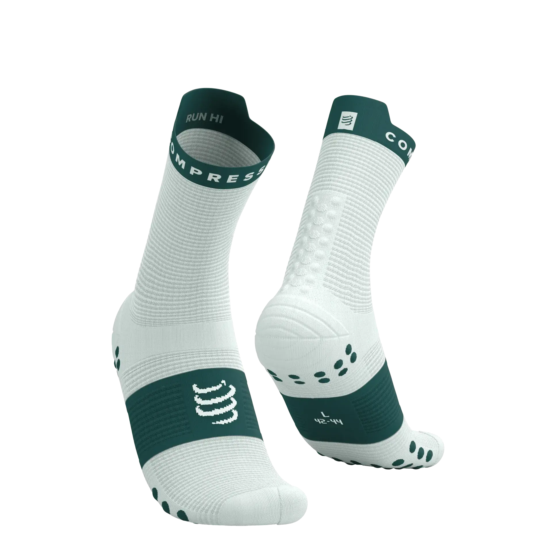 Pro Racing Socks V4.0 - Run High - Performans Çorabı - Koşu Çorabı | Compressport Ekru / Yeşil - T4