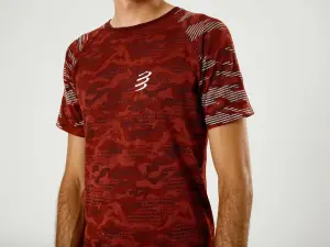 Training T-shirt / Antrenman T-shirt - Kamuflaj - Neon Bordo 2020 | Compressport