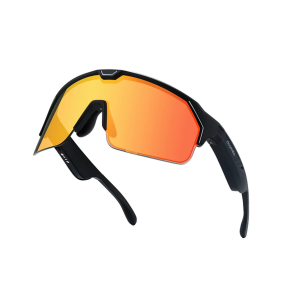 Müzikli ve Hızlı Ton Ayarlı (Fire Lenses) Akıllı Spor Güneş Gözlüğü  - Mat Siyah/Ateş Kırmız | Chamelo