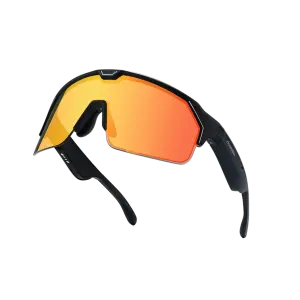 Müzikli ve Hızlı Ton Ayarlı (Fire Lenses) Akıllı Spor Güneş Gözlüğü  - Mat Siyah/Ateş Kırmız | Chamelo