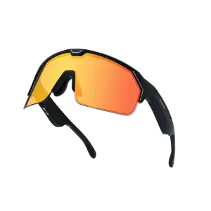 Müzikli ve Hızlı Ton Ayarlı (Fire Lenses) Akıllı Spor Güneş Gözlüğü  - Mat Siyah/Ateş Kırmız | Chamelo