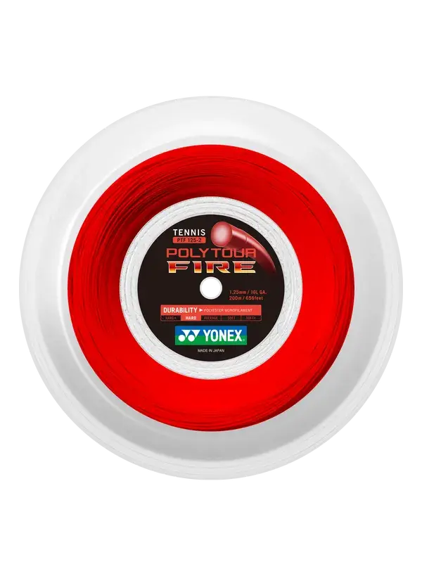 PolyTour Fire 125 Monofilament 200m Tenis Kordajı - Kırmızı | Yonex