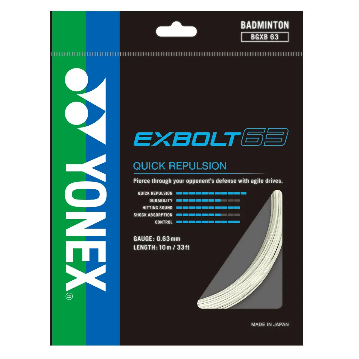 Exbolt 63  10m Badminton Kordajı - Beyaz | Yonex