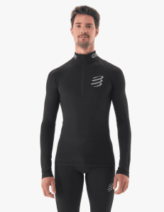 3D Thermo Unisex Yarım Fermuarlı Üst (Termal) - Siyah | Compressport