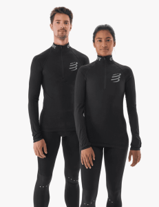 3D Thermo Unisex Yarım Fermuarlı Üst (Termal) - Siyah | Compressport
