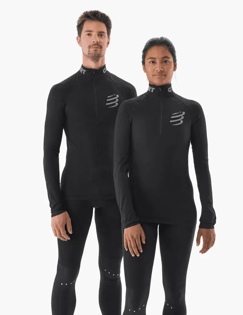3D Thermo Unisex Yarım Fermuarlı Üst (Termal) - Siyah | Compressport