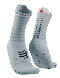 Pro Racing Ultralight Socks V4.0 - Run high - Performans Çorabı  |Compressport T4 - Beyaz / Gri