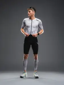 Tempo! Two Suit Triatlon Trisuit Unisex |Fusion M(edium) - Beyaz / Gri