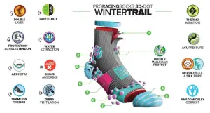 Kışlık Patika (trail) - Merino Silk çorap | Compressport T4 - Beyaz / Siyah