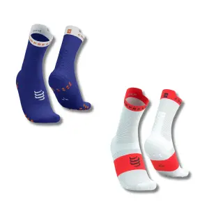 Pro Racing Socks V4.0 - Run High - Performans Çorabı - Koşu Çorabı | Compressport Mavi-Turuncu - T1