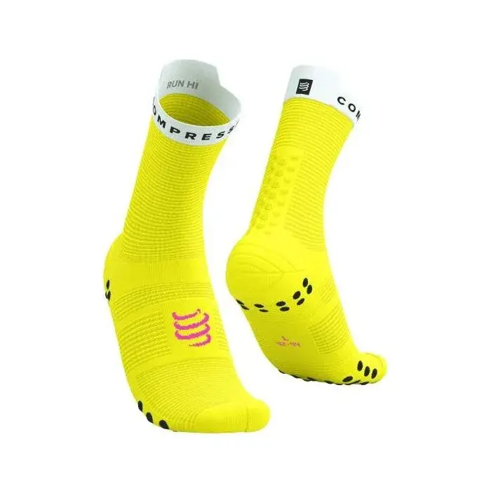 Pro Racing Socks V4.0 - Run High - Performans Çorabı - Koşu Çorabı | Compressport Sarı-Pembe - T3