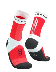 Ultra Patika Koşu Çorabı V2- Ultra Trail Socks |Compressport Beyaz / Kırmızı - T4
