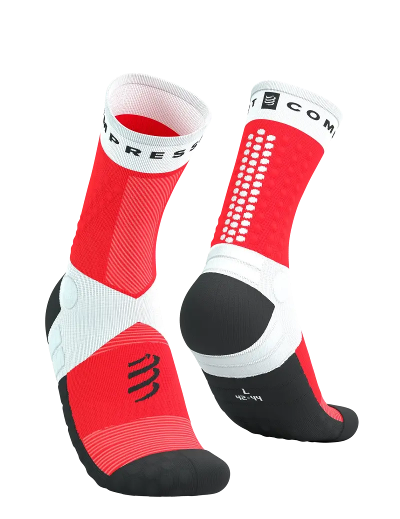 Ultra Patika Koşu Çorabı V2- Ultra Trail Socks |Compressport Beyaz / Kırmızı - T1