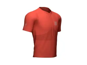 Trail Running - Patika Koşu Postural Yarım Fermuar Kısa Kollu Üst -Kırmızı | Compressport XL(arge)