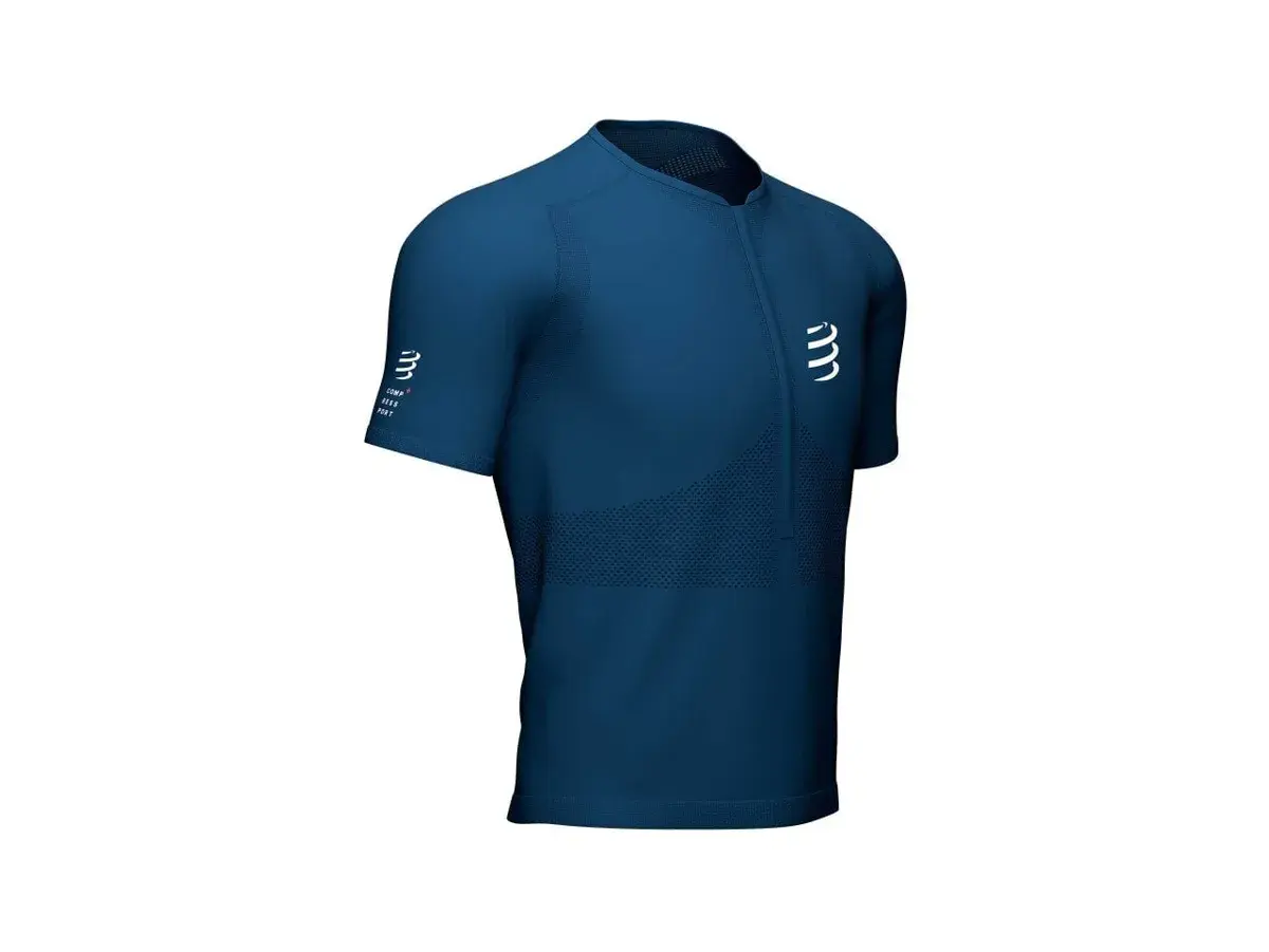 Trail Running - Patika Koşu Postural Yarım Fermuar Kısa Kollu Üst -Mavi | Compressport