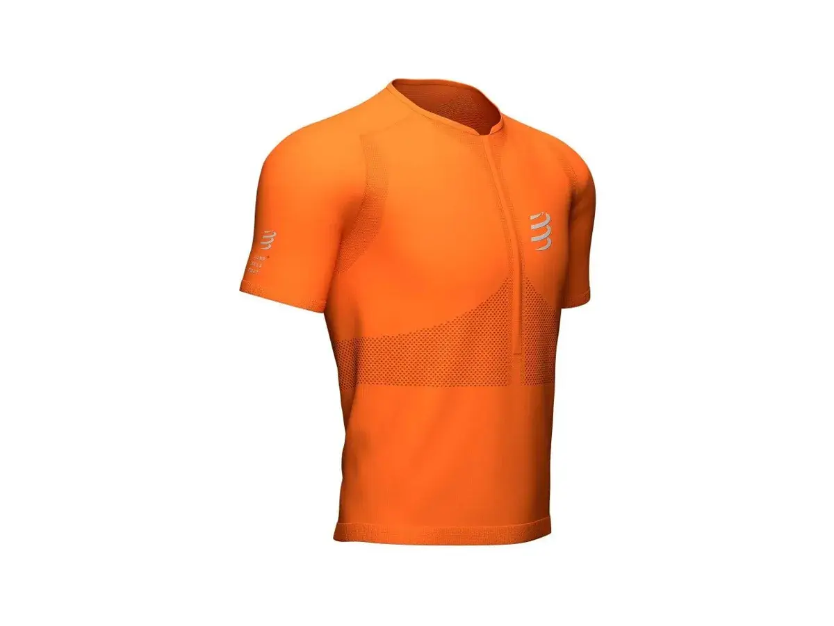 Trail Running - Patika Koşu Postural Yarım Fermuar Kısa Kollu Üst -Turuncu | Compressport L(arge)
